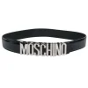 Moschino - Black Patent Leather Belt w/ Lettering Logo Sz 12