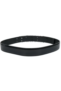 Moschino - Black Patent Leather Belt w/ Lettering Logo Sz 12