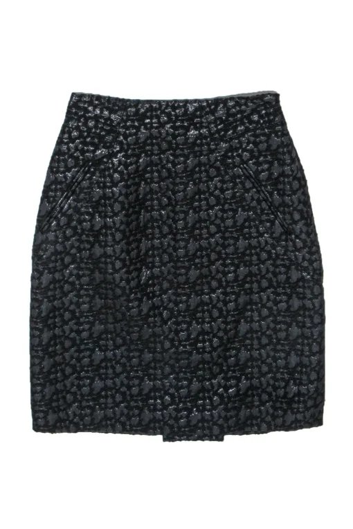 Moschino - Black Textured Metallic Pencil Skirt Sz 8