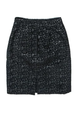 Moschino - Black Textured Metallic Pencil Skirt Sz 8