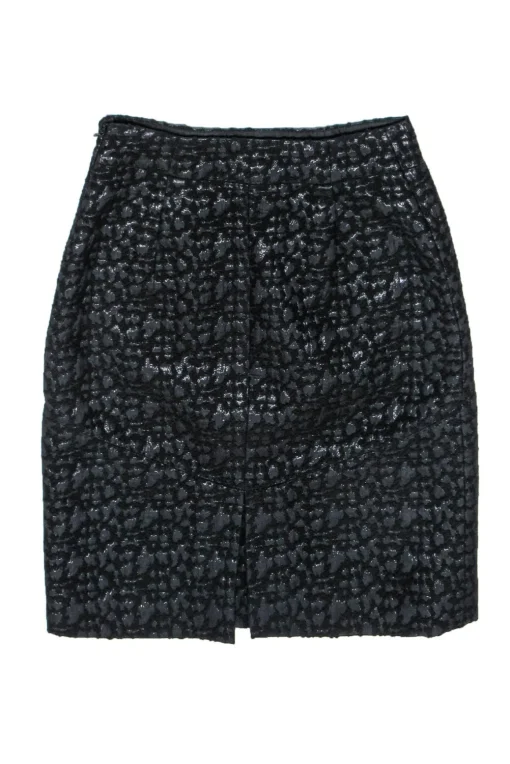 Moschino - Black Textured Metallic Pencil Skirt Sz 8
