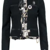 Moschino - Black Tweed Pearl & Trim Embellished Blazer Sz 6
