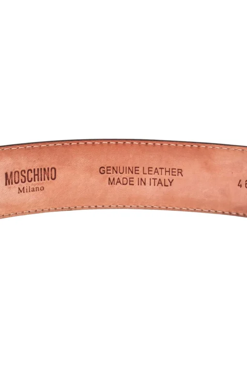 Moschino - Red Leather Belt w/Gold Lettering Sz 12