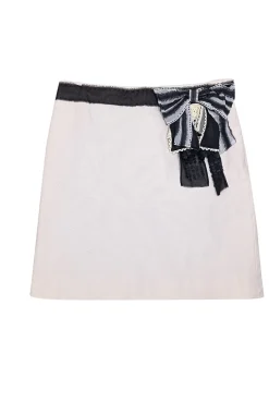 Moschino Cheap & Chic - Ivory Cotton Blend Bow Waist Skirt Sz 8