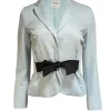 Moschino Cheap & Chic - Light Blue Textured Blazer w/Black Waist Sash Sz S