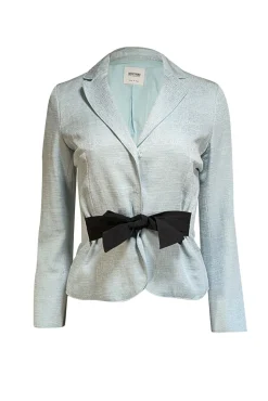Moschino Cheap & Chic - Light Blue Textured Blazer w/Black Waist Sash Sz S