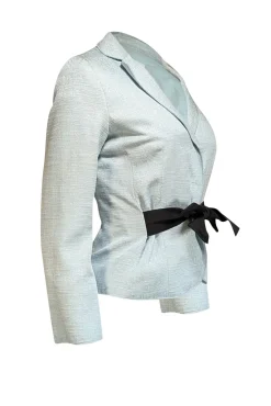 Moschino Cheap & Chic - Light Blue Textured Blazer w/Black Waist Sash Sz S