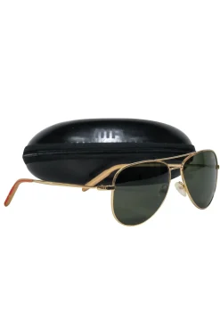 Mosley Tribes - Gold Frame w/ Black Lens Aviator Sunglasses
