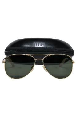 Mosley Tribes - Gold Frame w/ Black Lens Aviator Sunglasses