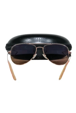 Mosley Tribes - Rose Gold Aviator Frames w/ Dark Brown Lens Sunglasses