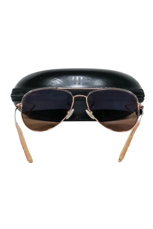 Mosley Tribes - Rose Gold Aviator Frames w/ Dark Brown Lens Sunglasses