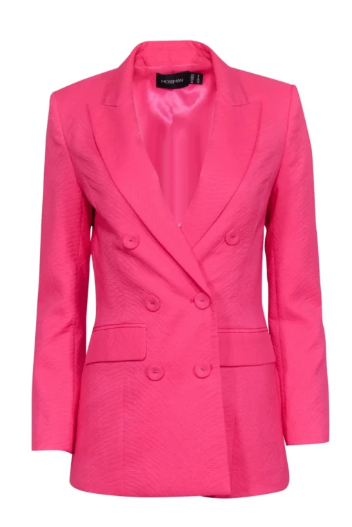 Mossman - Pink Textured Double Breasted Button Blazer Sz 2