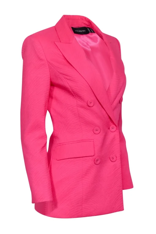 Mossman - Pink Textured Double Breasted Button Blazer Sz 2