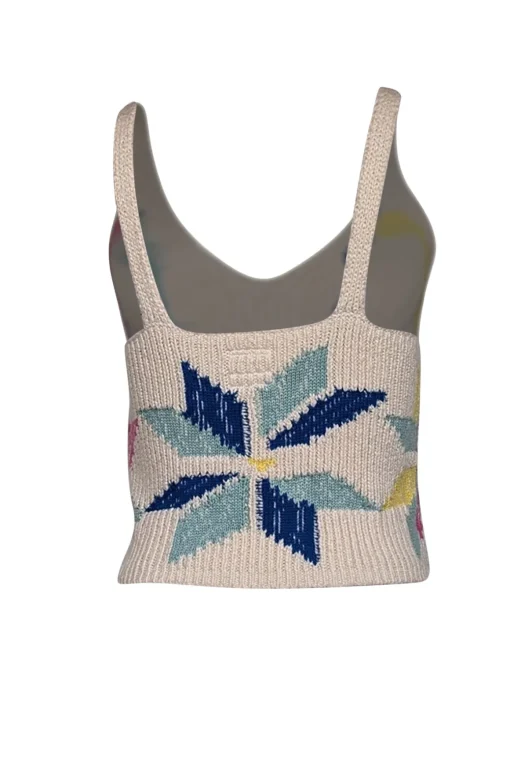 MOTHER - Cream w/ Multicolor Pinwheel Intarsia Knit Top Sz S