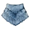 MOTHER - Light Acid Wash Tiered Scarf Hem Denim Miniskirt Sz 24