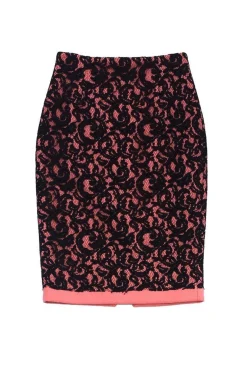 MSGM - Black Lace & Pink Wool Pencil Skirt Sz 6