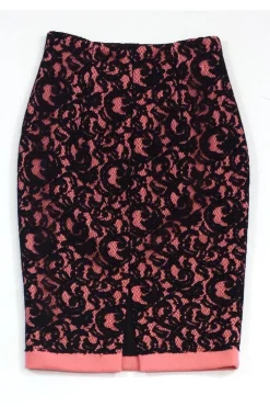 MSGM - Black Lace & Pink Wool Pencil Skirt Sz 6