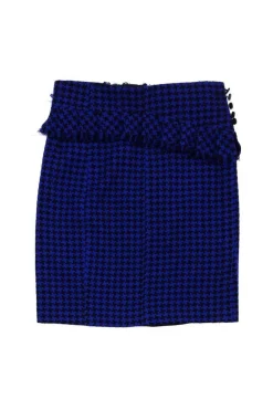 Nanette Lepore - Black & Blue Houndstooth Peplum Skirt Sz 10
