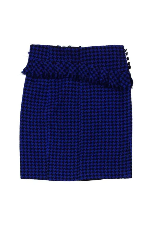 Nanette Lepore - Black & Blue Houndstooth Peplum Skirt Sz 10