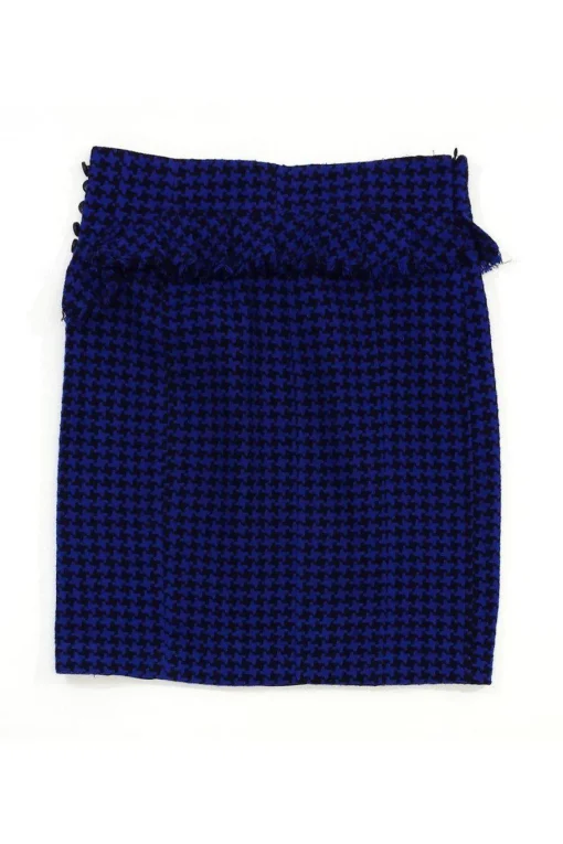 Nanette Lepore - Black & Blue Houndstooth Peplum Skirt Sz 10