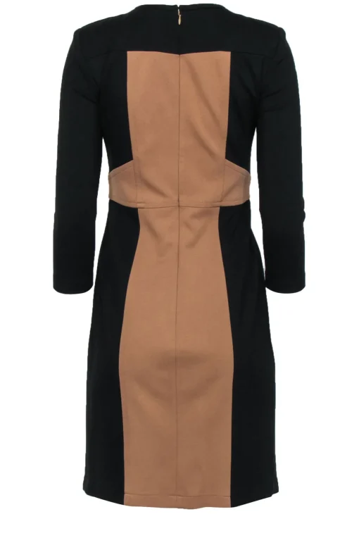 Nanette Lepore - Black & Brown Paneled Three-Quarter Sleeve Sheath Dress Sz 2