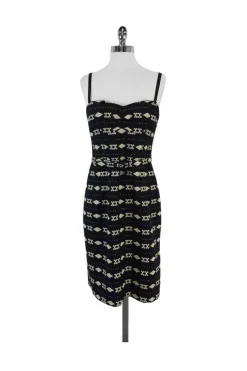 Nanette Lepore - Black & Cream Print Cotton Blend Dress Sz 6
