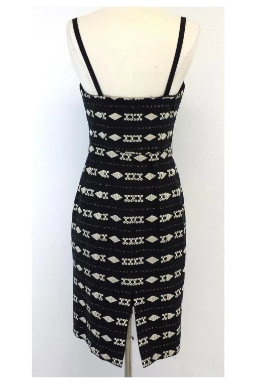Nanette Lepore - Black & Cream Print Cotton Blend Dress Sz 6
