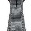 Nanette Lepore - Black & White Tweed "Lawless" Shift Dress w/ Fringe Hem Sz 6