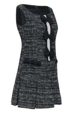 Nanette Lepore - Black & White Tweed Drop Waist Dress w/ Bows Sz 4