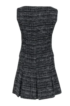 Nanette Lepore - Black & White Tweed Drop Waist Dress w/ Bows Sz 4