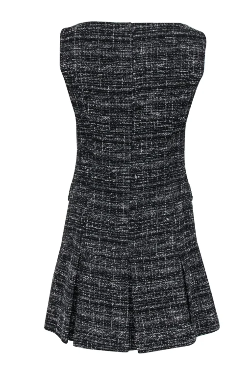 Nanette Lepore - Black & White Tweed Drop Waist Dress w/ Bows Sz 4