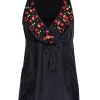 Nanette Lepore - Black Cotton & Silk Blend Beaded Sleeveless Top Sz 4