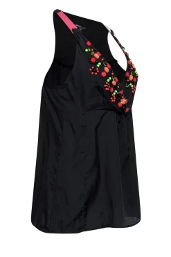 Nanette Lepore - Black Cotton & Silk Blend Beaded Sleeveless Top Sz 4