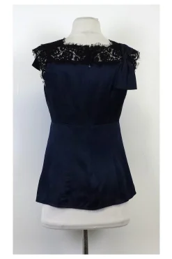 Nanette Lepore - Blue & Black Silk Blouse Sz 4