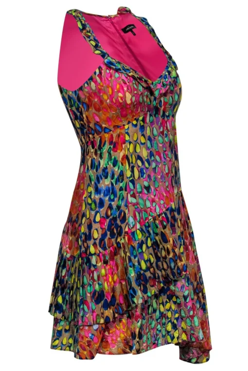 Nanette Lepore - Multicolored Speckled Dress w/ Ruffles Sz 2