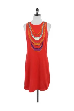 Nanette Lepore - Orange Beaded Dress Sz M