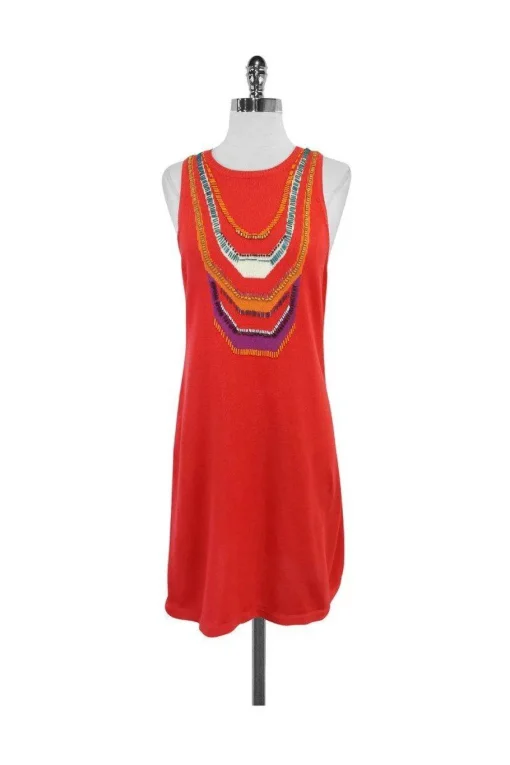 Nanette Lepore - Orange Beaded Dress Sz M
