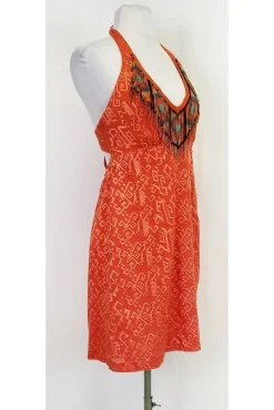Nanette Lepore - Orange Beaded Tribal Dress Sz 8