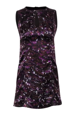 Nanette Lepore - Purple & Brown Printed Silk Keyhole Dress Sz 0