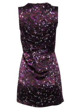 Nanette Lepore - Purple & Brown Printed Silk Keyhole Dress Sz 0