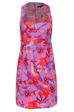 Nanette Lepore - Purple & Pink Floral Print Sleeveless A-Line Dress Sz 6