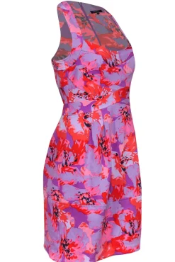 Nanette Lepore - Purple & Pink Floral Print Sleeveless A-Line Dress Sz 6