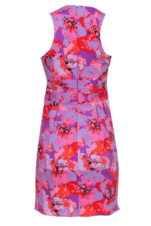 Nanette Lepore - Purple & Pink Floral Print Sleeveless A-Line Dress Sz 6