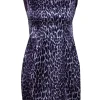 Nanette Lepore - Purple Leopard Print Silk Sheath Dress Sz 4