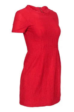 Nanette Lepore - Red Textured Fit & Flare Short Sleeved Dress Sz 2