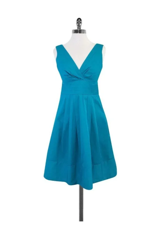 Nanette Lepore - Turquoise Pleated Cotton Dress Sz 2