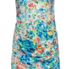 Nanette Lepore - White & Multicolor Printed Strapless Ruched Dress Sz 2