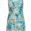 Nanette Lepore - White & Multicolor Printed Sleeveless Ruched Sheath Dress Sz 4