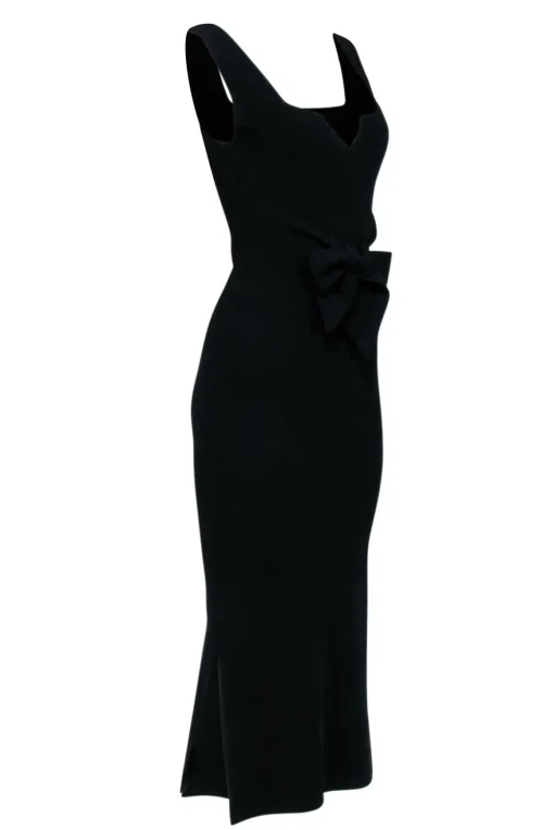 Nanushka - Black Stretch Knit Sleeveless Midi Dress Sz S