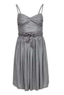 Nanushka - Gray Sleeveless Drape Mini Dress w/ Rope Belt Sz S